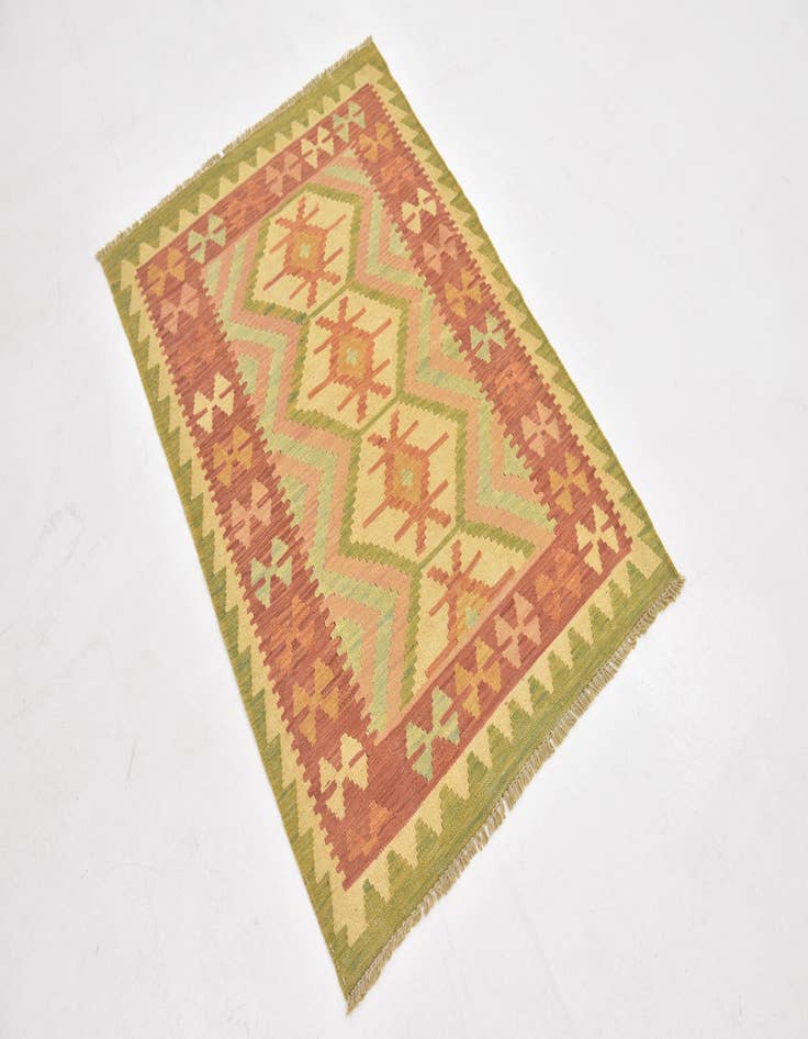 Detail image of  2' 6 x 4'  Hand Woven Kilim Waziri Wool Rug