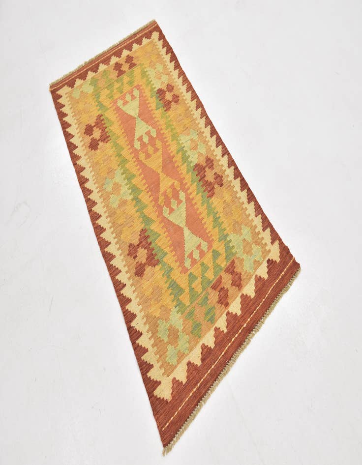 Detail image of  2' 5 x 4' 6  Hand Woven Kilim Waziri Wool Rug