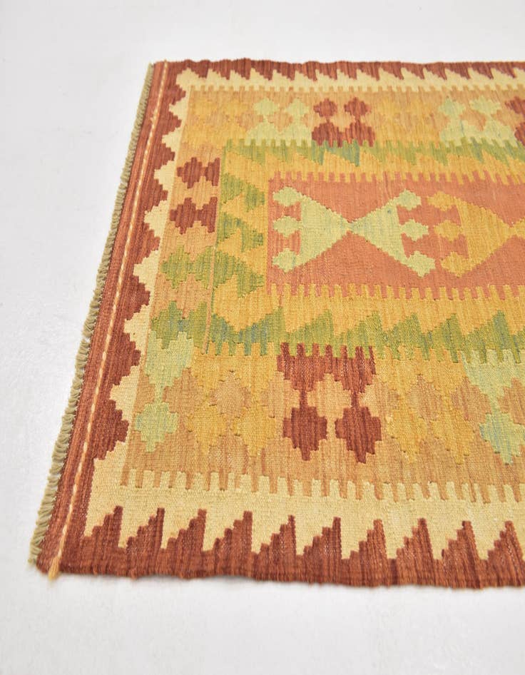Detail image of  2' 5 x 4' 6  Hand Woven Kilim Waziri Wool Rug