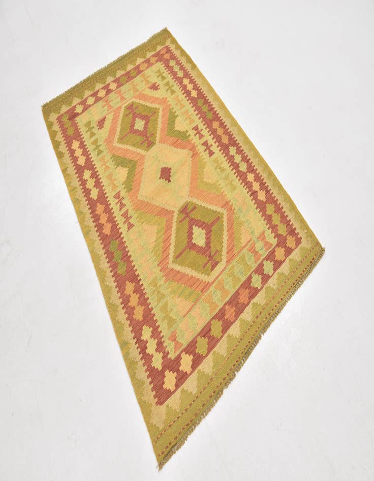 Detail image of  3' 3 x 5'  Hand Woven Kilim Waziri Wool Rug