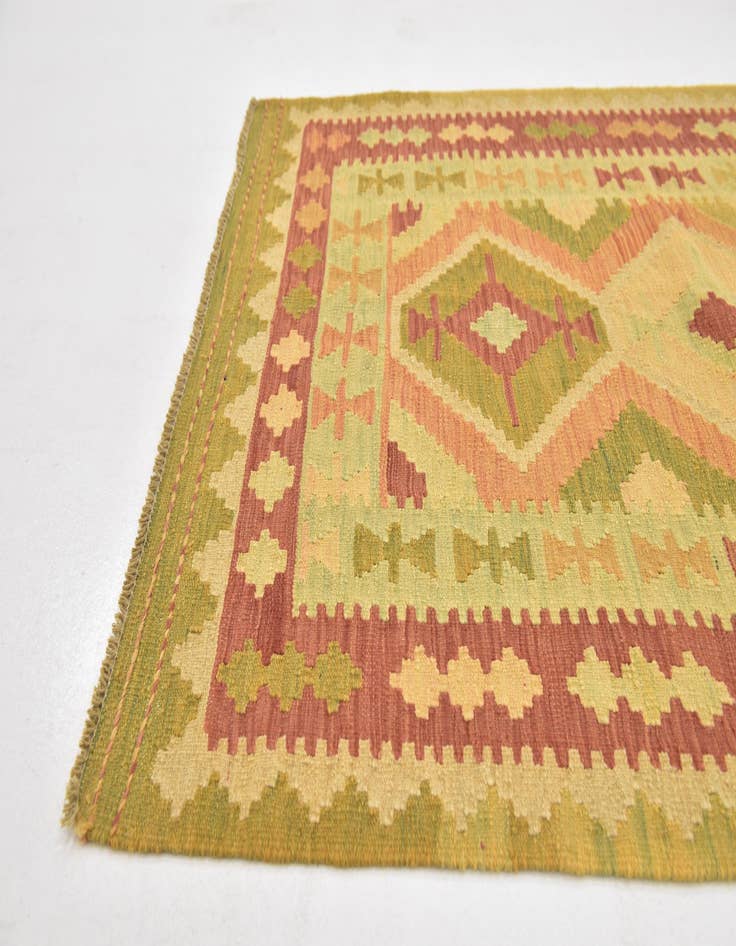 Detail image of  3' 3 x 5'  Hand Woven Kilim Waziri Wool Rug