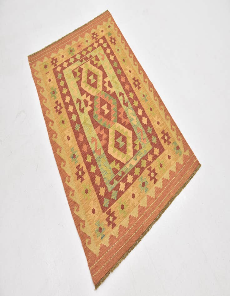 Detail image of  3' 4 x 4' 10  Hand Woven Kilim Waziri Wool Rug