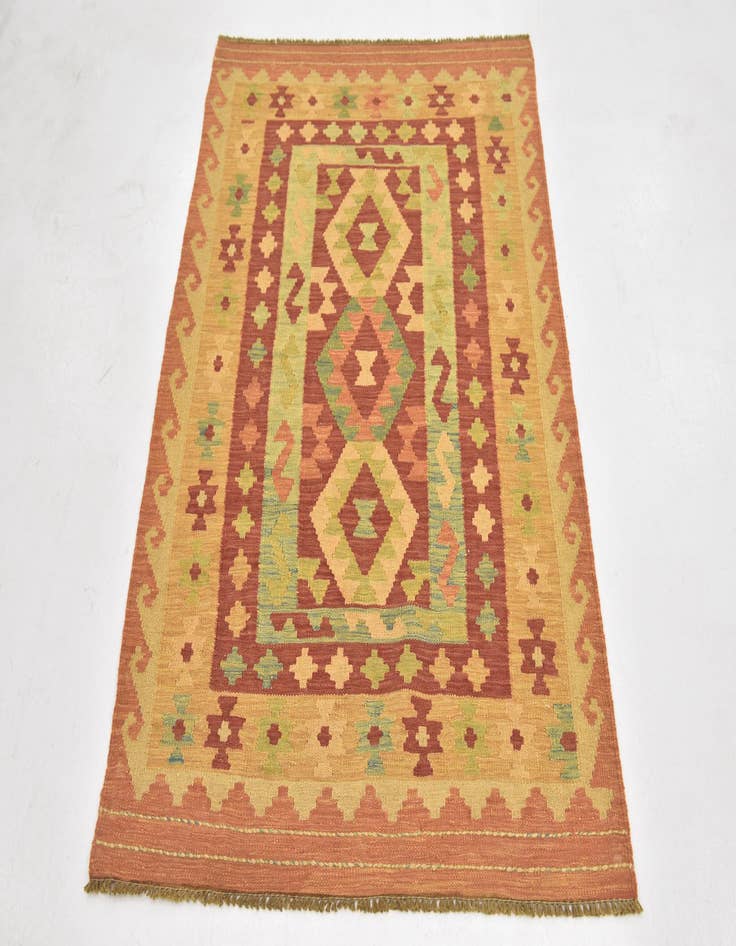 Detail image of  3' 4 x 4' 10  Hand Woven Kilim Waziri Wool Rug