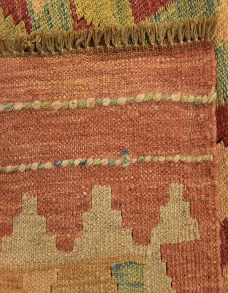 Detail image of  3' 4 x 4' 10  Hand Woven Kilim Waziri Wool Rug