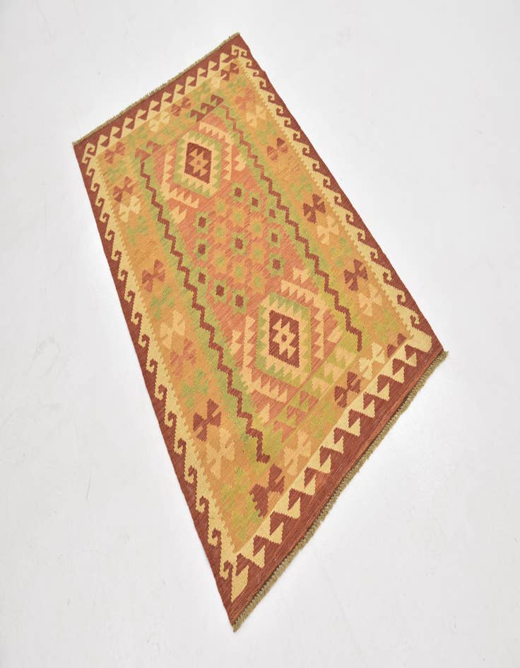 Detail image of  3' x 4' 6  Hand Woven Kilim Waziri Wool Rug