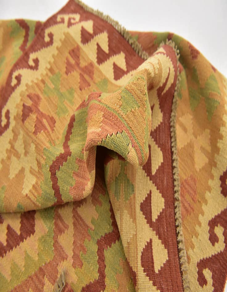 Detail image of  3' x 4' 6  Hand Woven Kilim Waziri Wool Rug