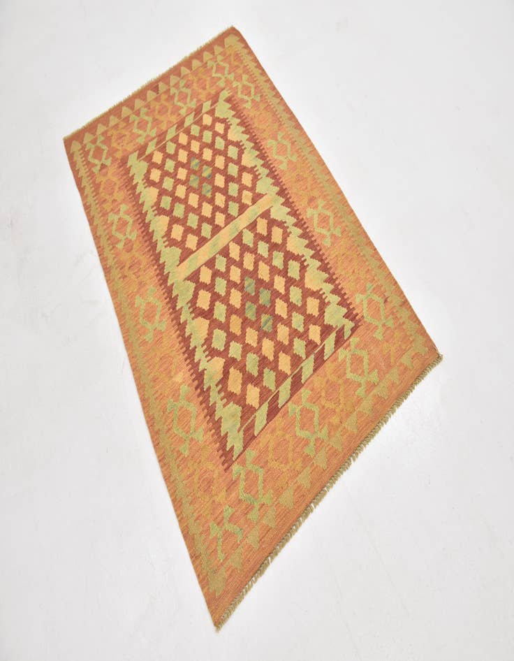 Detail image of  3' 4 x 5'  Hand Woven Kilim Waziri Wool Rug