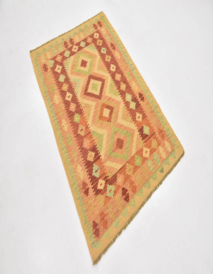 Detail image of  3' 4 x 5'  Hand Woven Kilim Waziri Wool Rug