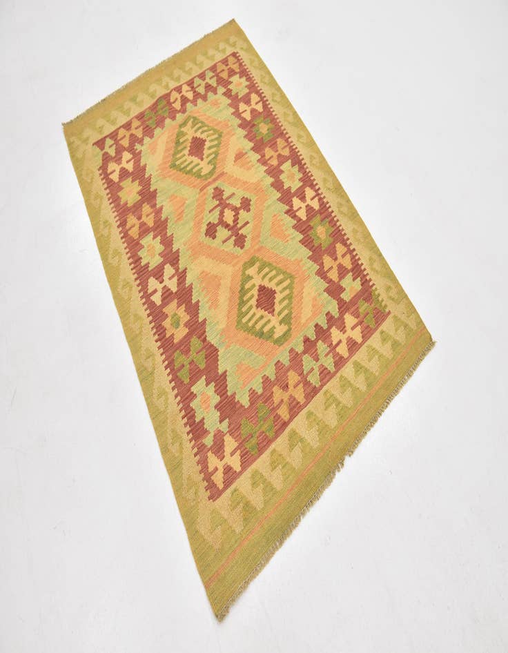 Detail image of  3' 4 x 4' 10  Hand Woven Kilim Waziri Wool Rug