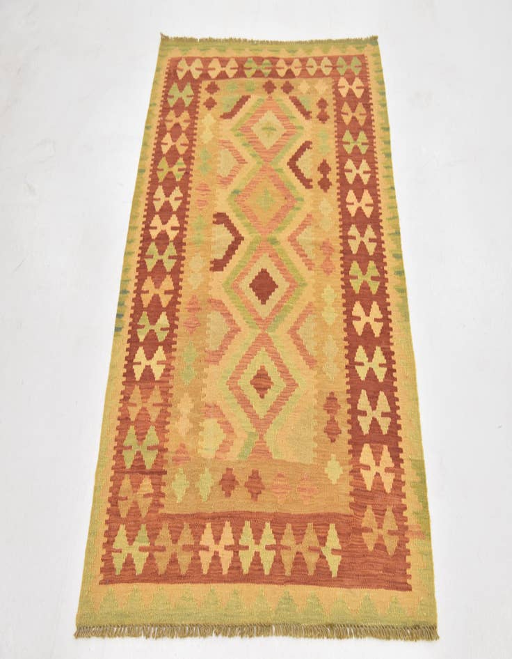 Detail image of  3' 5 x 5'  Hand Woven Kilim Waziri Wool Rug