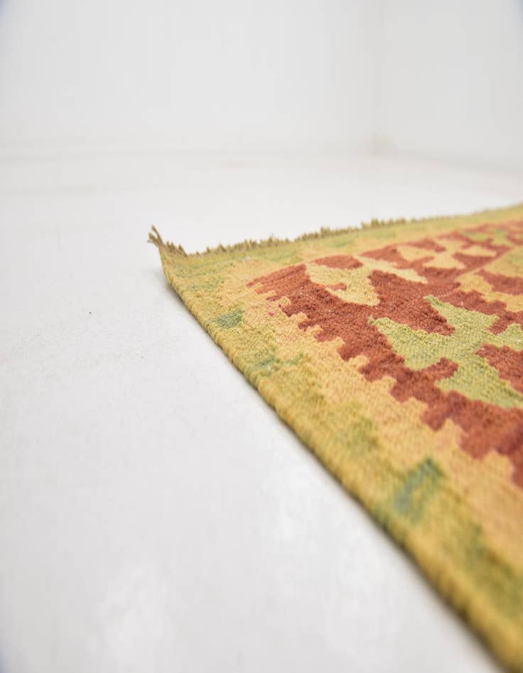 Detail image of  3' 5 x 5'  Hand Woven Kilim Waziri Wool Rug