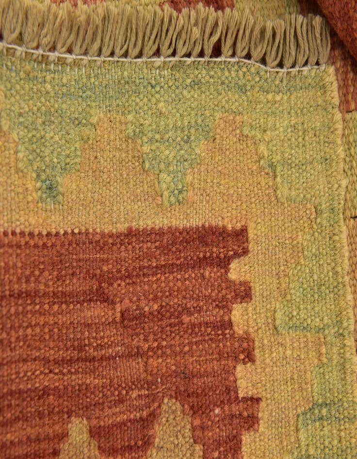 Detail image of  3' 5 x 5'  Hand Woven Kilim Waziri Wool Rug