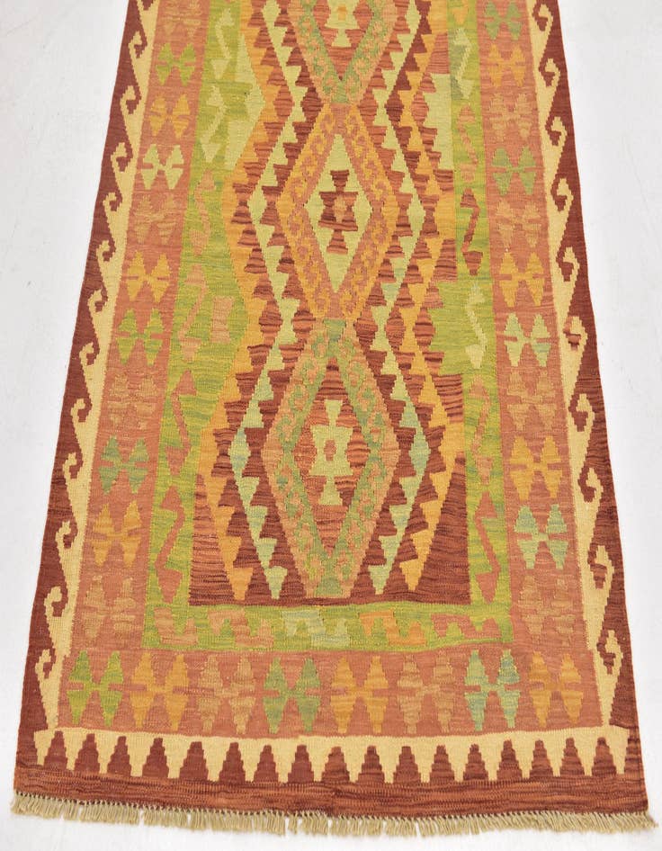 Detail image of  3' 2 x 4' 9  Hand Woven Kilim Waziri Wool Rug