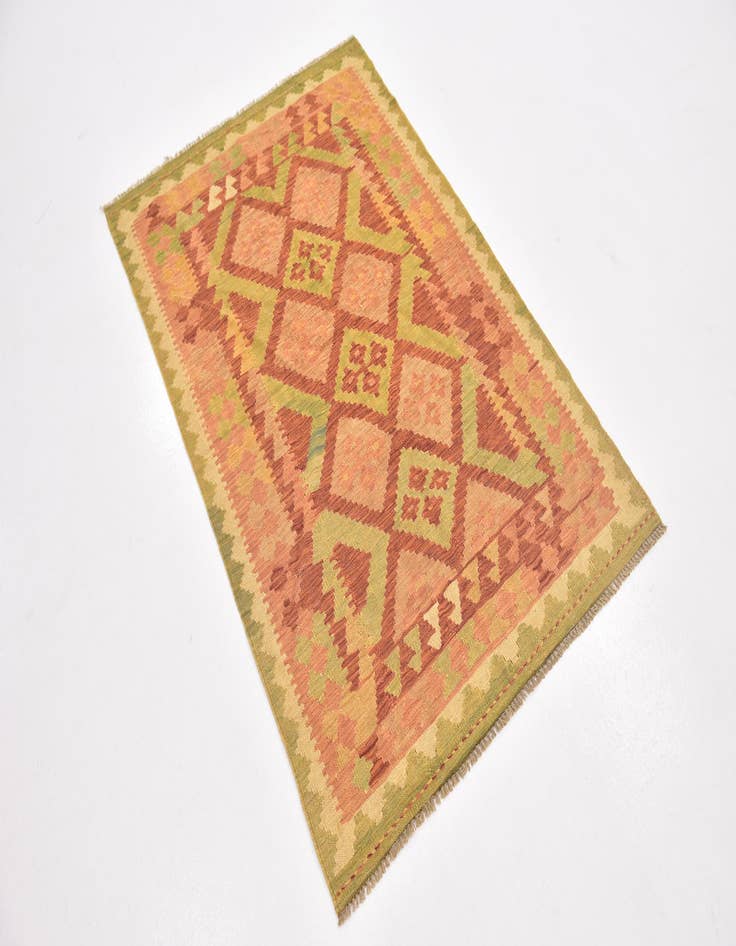 Detail image of  3' 3 x 5'  Hand Woven Kilim Waziri Wool Rug