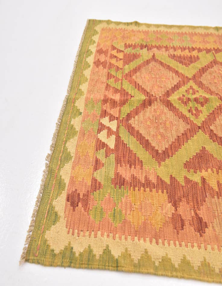 Detail image of  3' 3 x 5'  Hand Woven Kilim Waziri Wool Rug