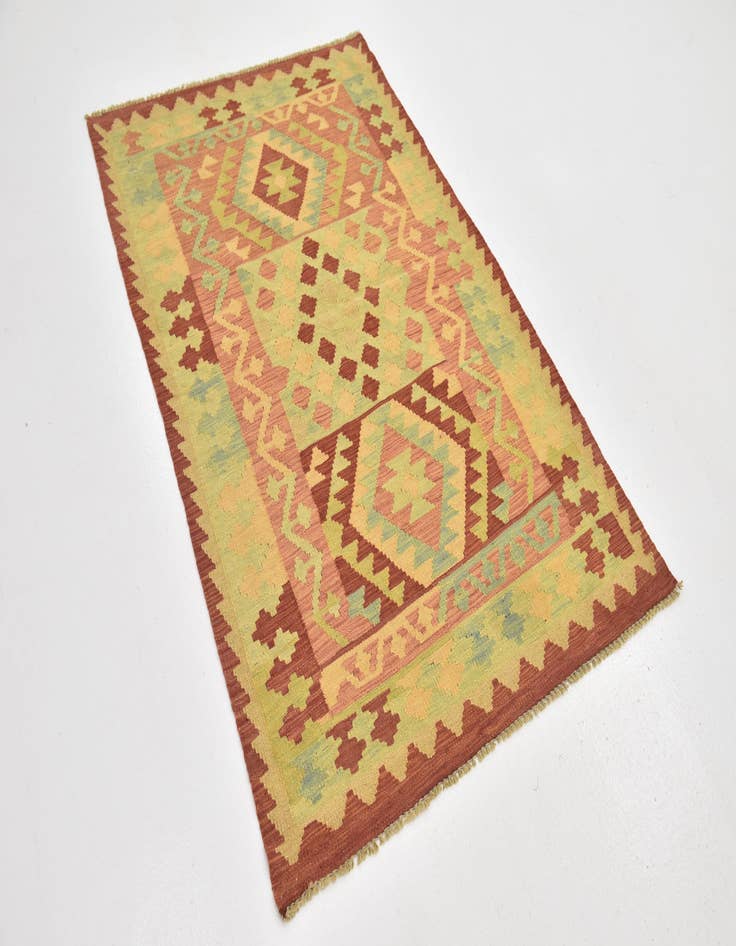 Detail image of  3' 4 x 5' 2  Hand Woven Kilim Waziri Wool Rug