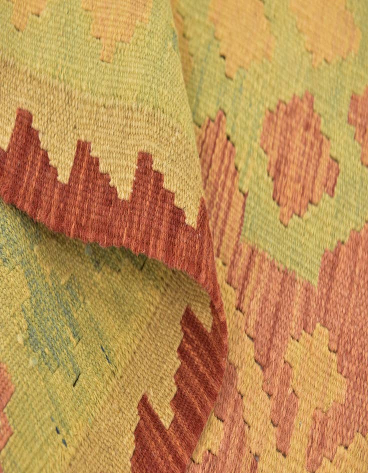 Detail image of  3' 4 x 5' 2  Hand Woven Kilim Waziri Wool Rug