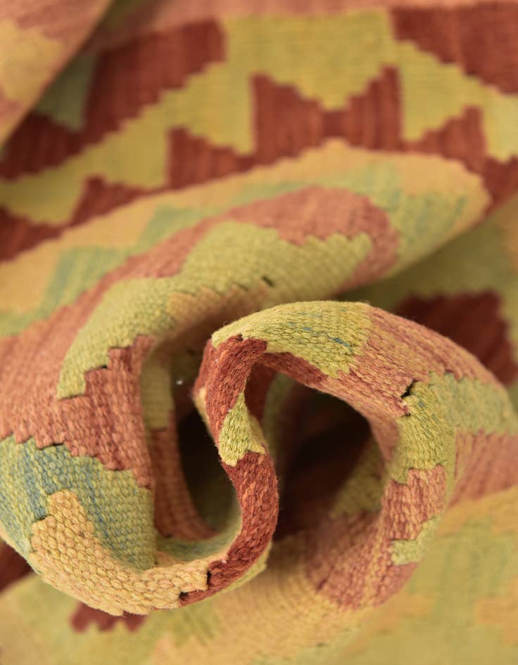 Detail image of  3' 4 x 5' 2  Hand Woven Kilim Waziri Wool Rug