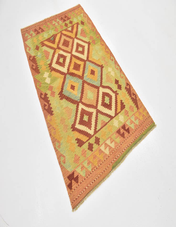 Detail image of  3' x 4' 10  Hand Woven Kilim Waziri Wool Rug