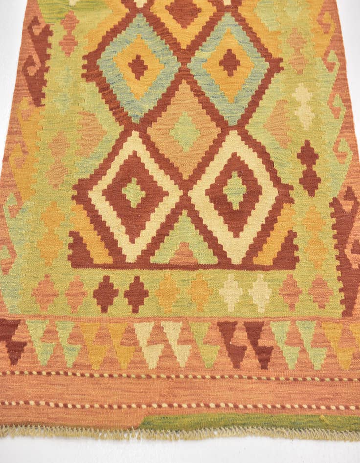 Detail image of  3' x 4' 10  Hand Woven Kilim Waziri Wool Rug
