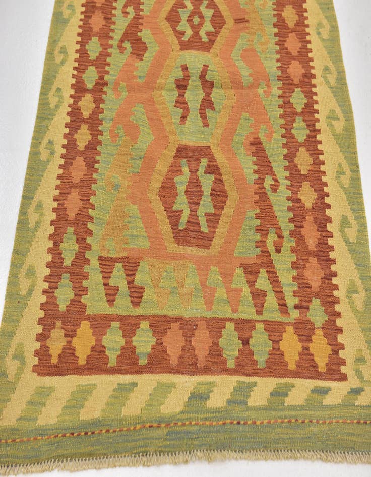 Detail image of  3' 2 x 4' 10  Hand Woven Kilim Waziri Wool Rug