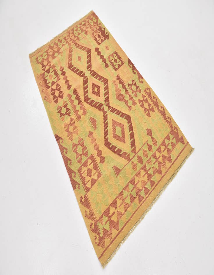 Detail image of  3' 4 x 5' 3  Hand Woven Kilim Waziri Wool Rug