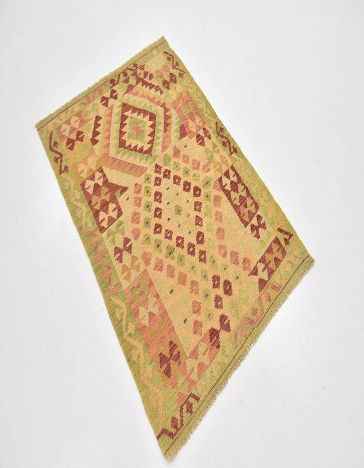 Detail image of  3' 3 x 4' 9  Hand Woven Kilim Waziri Wool Rug