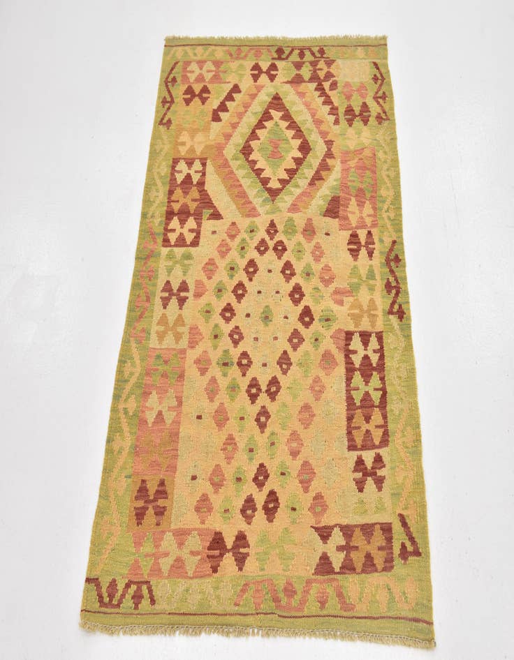 Detail image of  3' 3 x 4' 9  Hand Woven Kilim Waziri Wool Rug