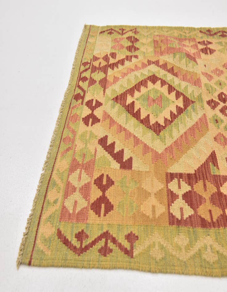 Detail image of  3' 3 x 4' 9  Hand Woven Kilim Waziri Wool Rug
