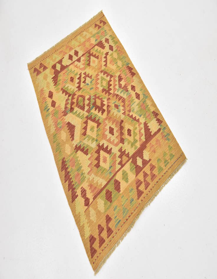 Detail image of  2' 9 x 4'  Hand Woven Kilim Waziri Wool Rug