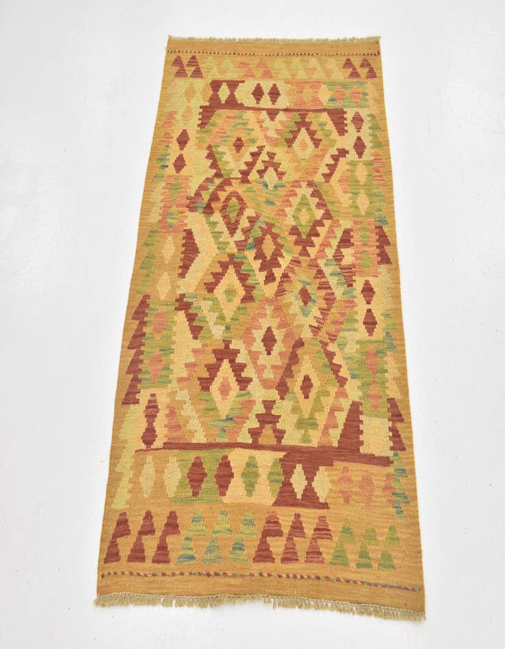 Detail image of  2' 9 x 4'  Hand Woven Kilim Waziri Wool Rug