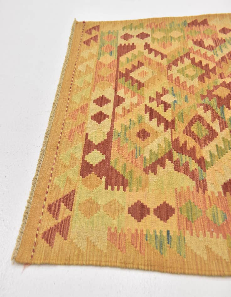 Detail image of  2' 9 x 4'  Hand Woven Kilim Waziri Wool Rug