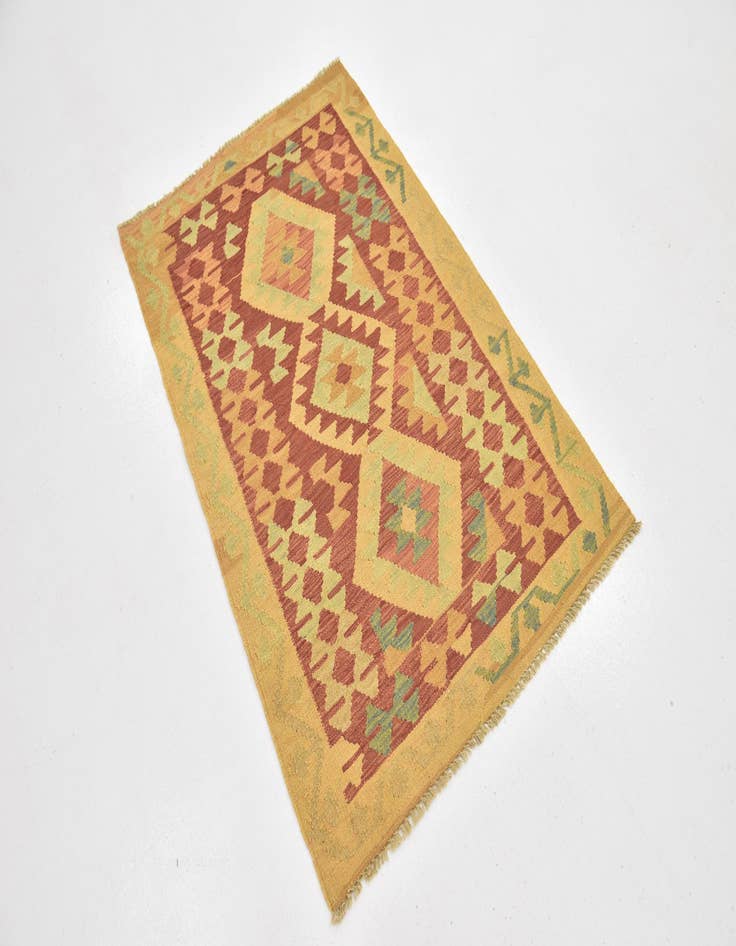 Detail image of  2' 9 x 4' 3  Hand Woven Kilim Waziri Wool Rug