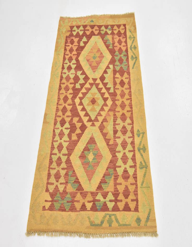 Detail image of  2' 9 x 4' 3  Hand Woven Kilim Waziri Wool Rug