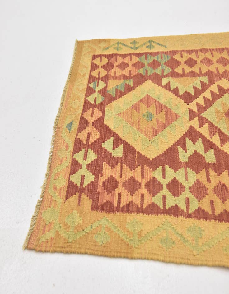 Detail image of  2' 9 x 4' 3  Hand Woven Kilim Waziri Wool Rug