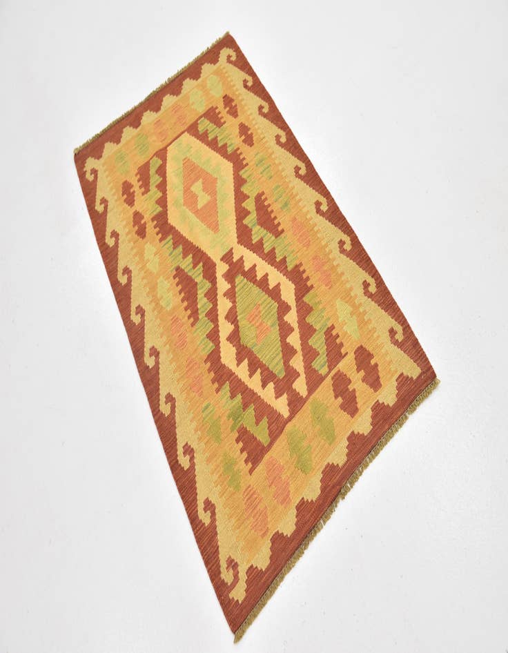 Detail image of  2' 7 x 4' 2  Hand Woven Kilim Waziri Wool Rug