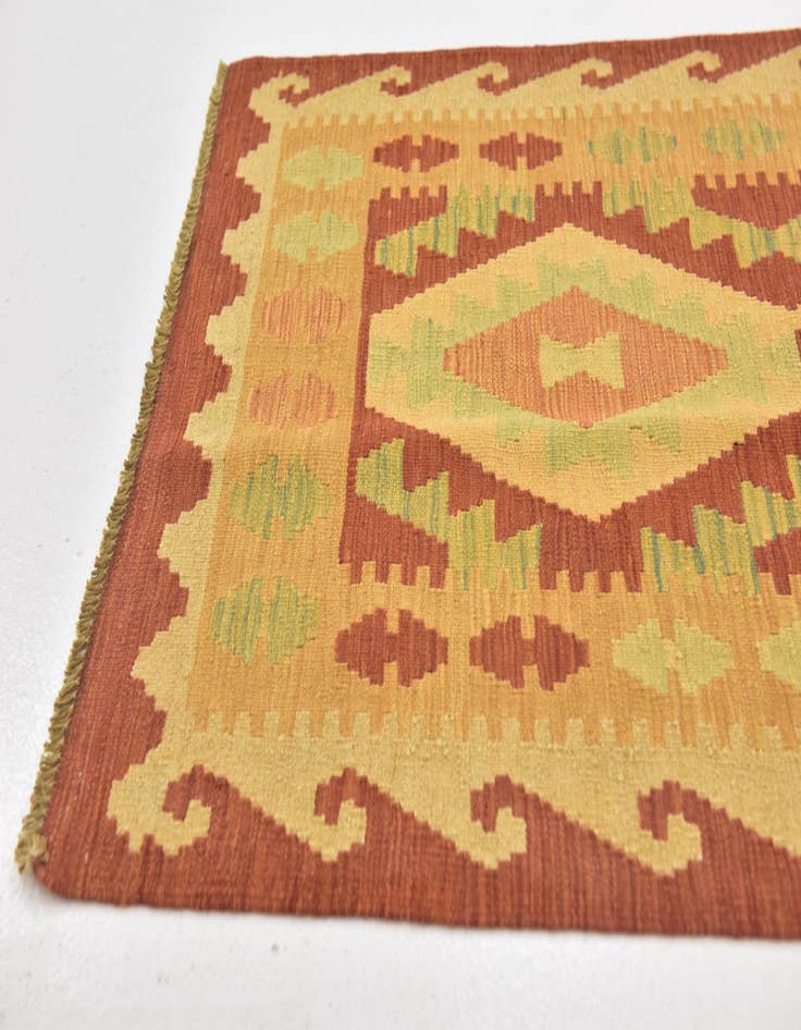 Detail image of  2' 7 x 4' 2  Hand Woven Kilim Waziri Wool Rug