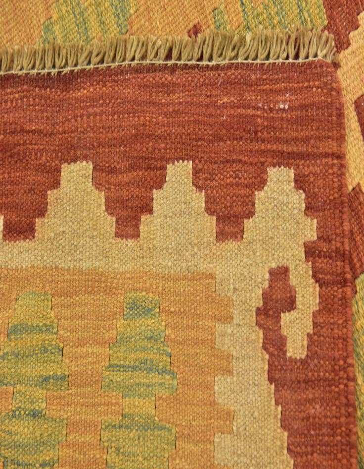 Detail image of  2' 7 x 4' 2  Hand Woven Kilim Waziri Wool Rug