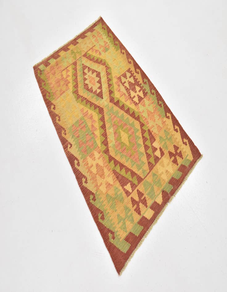 Detail image of  2' 8 x 4' 4  Hand Woven Kilim Waziri Wool Rug