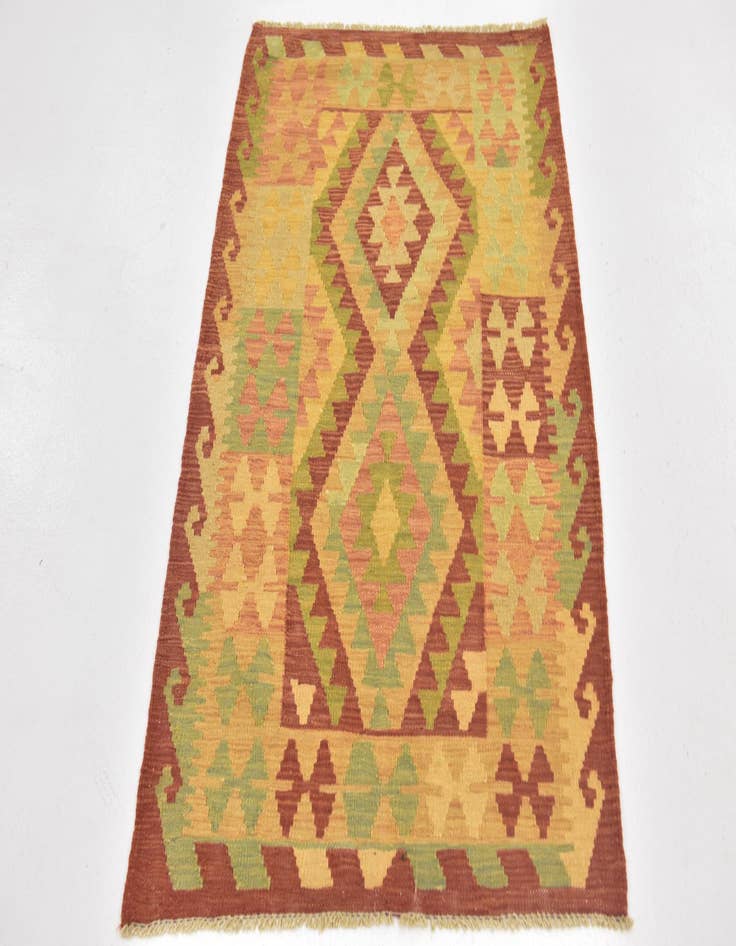 Detail image of  2' 8 x 4' 4  Hand Woven Kilim Waziri Wool Rug