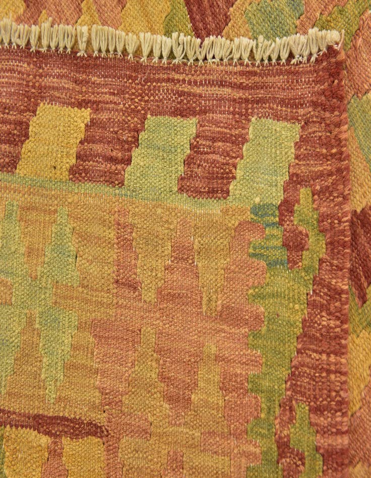 Detail image of  2' 8 x 4' 4  Hand Woven Kilim Waziri Wool Rug