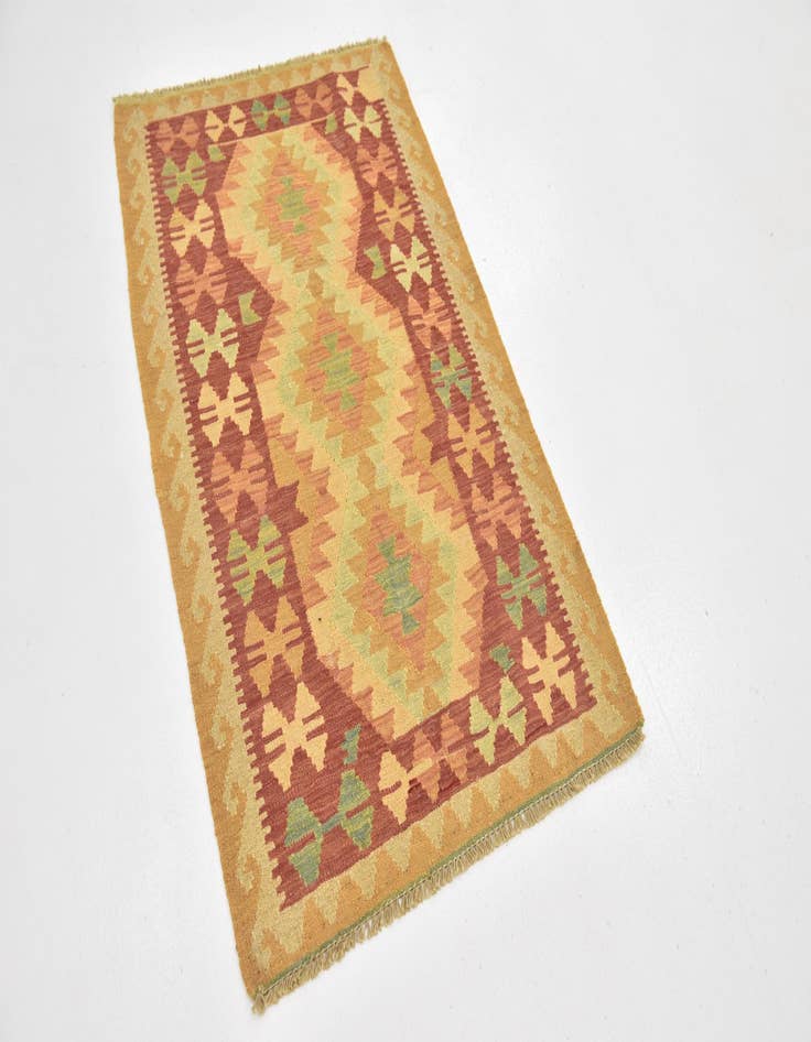 Detail image of  2' 8 x 4' 4  Hand Woven Kilim Waziri Wool Rug