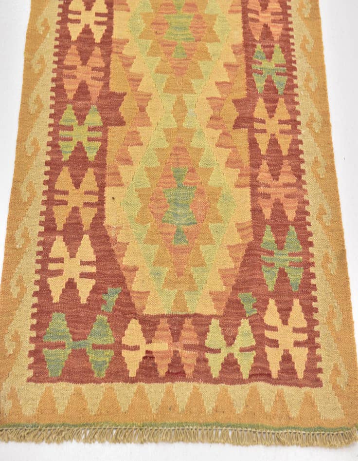 Detail image of  2' 8 x 4' 4  Hand Woven Kilim Waziri Wool Rug
