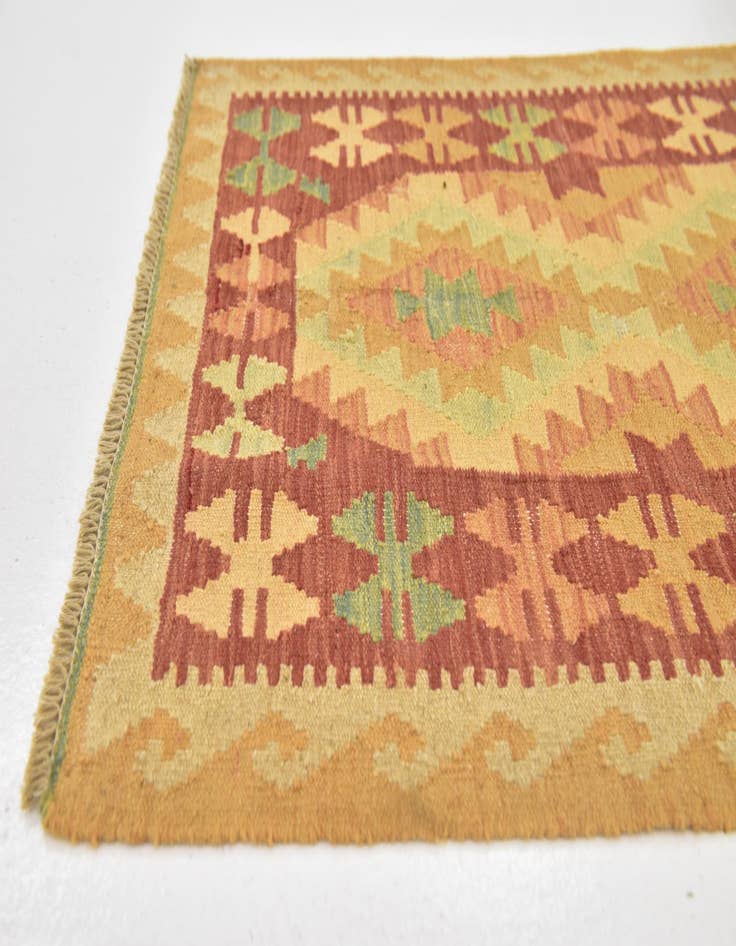 Detail image of  2' 8 x 4' 4  Hand Woven Kilim Waziri Wool Rug