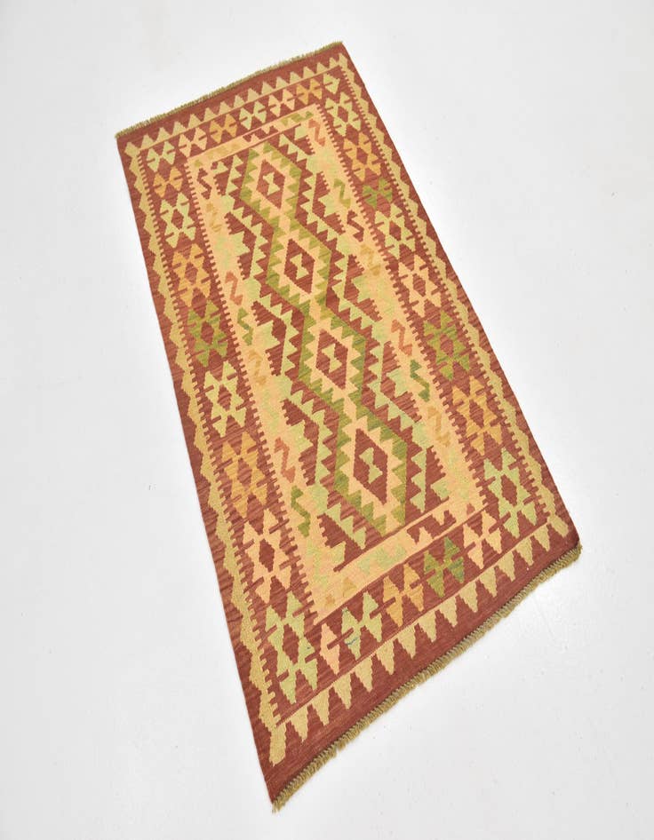 Detail image of  2' 10 x 4' 6  Hand Woven Kilim Waziri Wool Rug