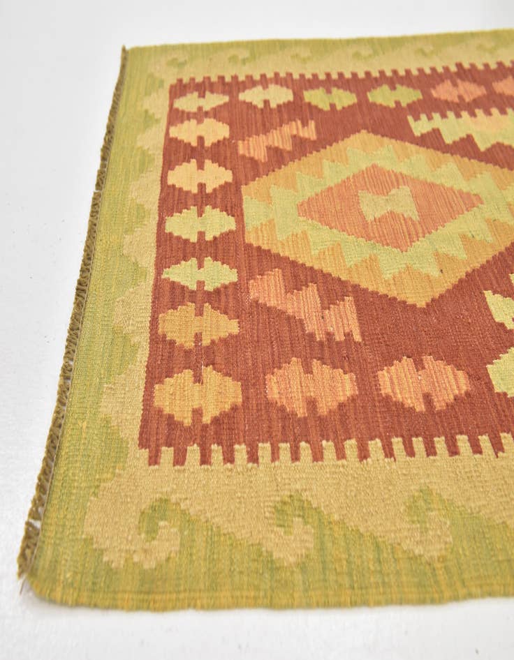 Detail image of  2' 6 x 4' 2  Hand Woven Kilim Waziri Wool Rug