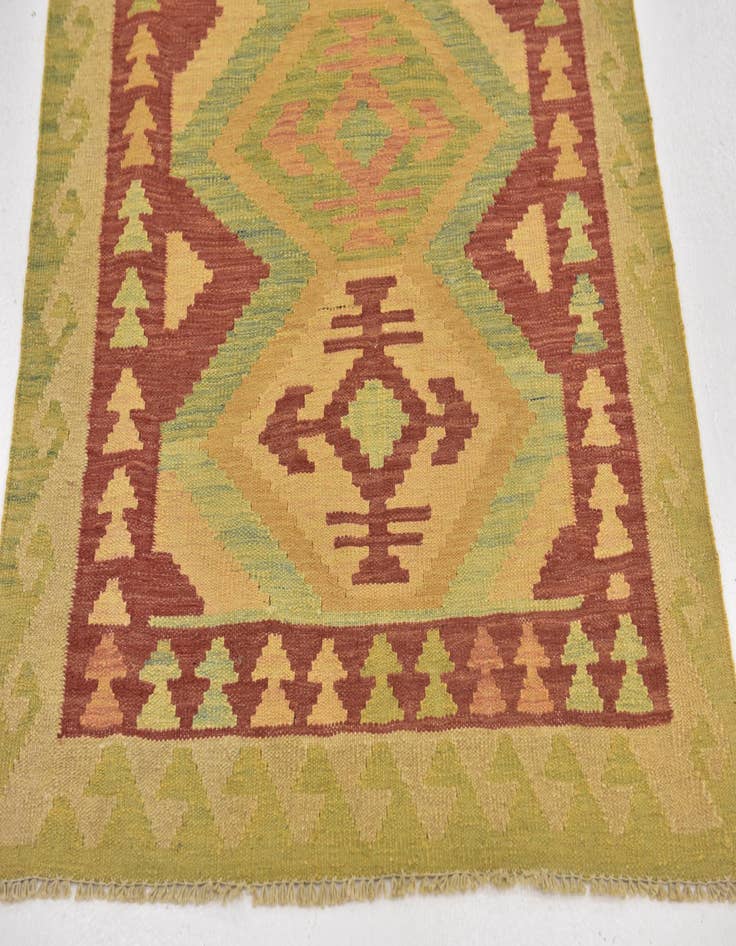 Detail image of  2' 10 x 4' 3  Hand Woven Kilim Waziri Wool Rug