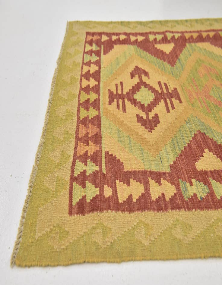 Detail image of  2' 10 x 4' 3  Hand Woven Kilim Waziri Wool Rug