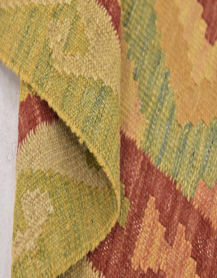 Detail image of  2' 10 x 4' 3  Hand Woven Kilim Waziri Wool Rug