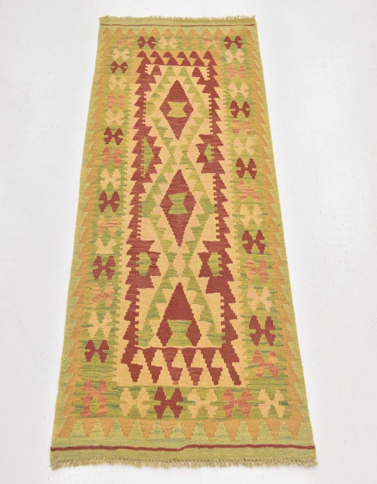 Detail image of  2' 7 x 4' 4  Hand Woven Kilim Waziri Wool Rug